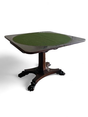 Lot 941 - A William IV rosewood fold-top card table.