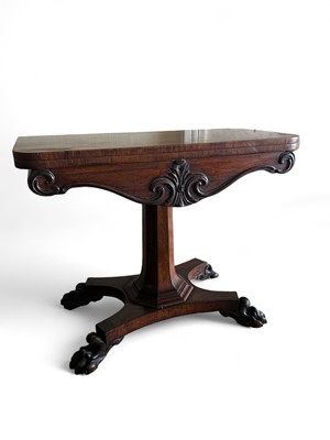 Lot 941 - A William IV rosewood fold-top card table.