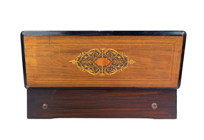 Lot 77 - A 19th century rosewood marquetry musical box by Nicole Freres Geneve.