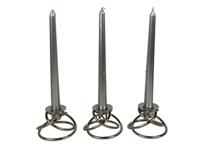 Lot 437 - A suite of three Georg Jensen 'The Glow' silver plated candle holders.