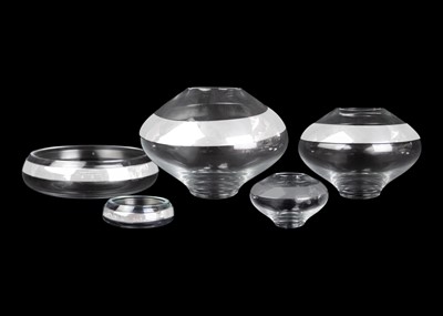 Lot 388 - A suite of five Georg Jensen Duo glass bowls and dishes.