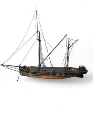 Lot 1139 - A Waterline model ship of an un-named staysail barge.