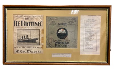 Lot 1199 - Titanic. Two framed commemorative records and songsheet