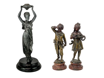 Lot 192 - A pair of French spelter figures of children.