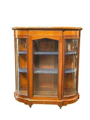 Lot 965 - A Victorian walnut credenza display cabinet.