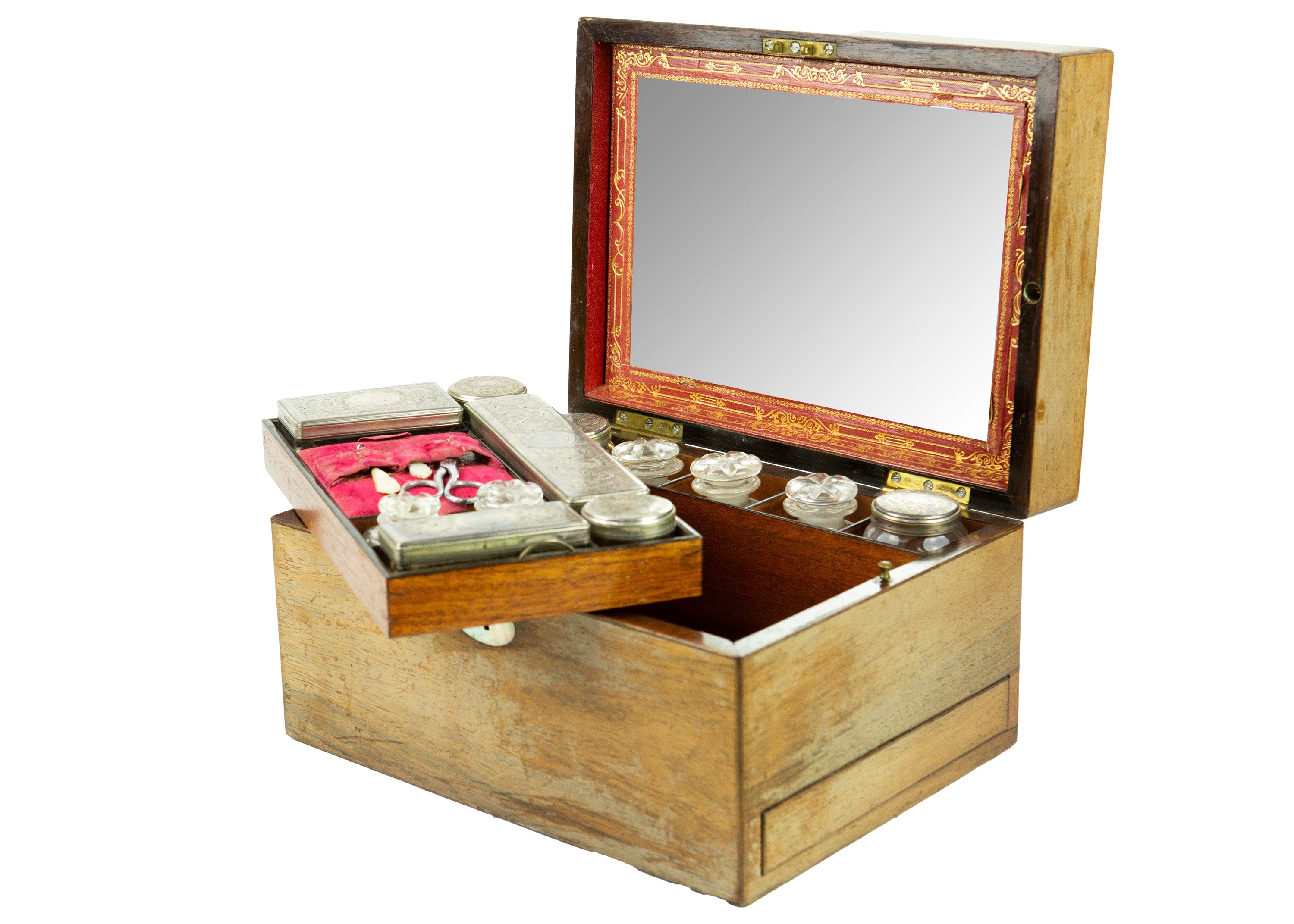 Lot 168 A Victorian rosewood fitted vanity box.