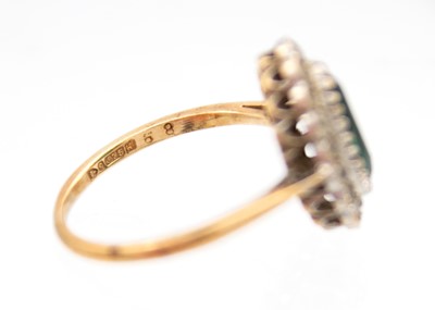 Lot 28 - A 9ct gold green synthetic spinel and white stone cluster ring and another 10ct paste set ring.