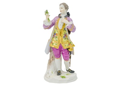 Lot 784 - A Meissen figure of a Gallant with a sword..