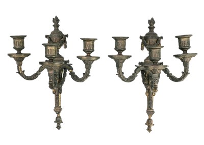 Lot 286 - A pair of gilt bronze triple branch wall appliques.