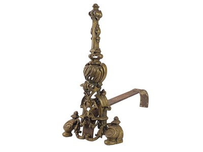Lot 1 - A pair of French brass chenets.