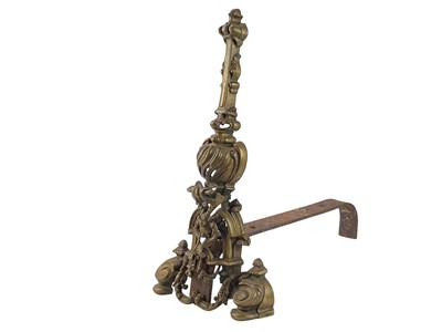 Lot 1 - A pair of French brass chenets.