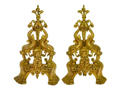 Lot 186 - A pair of French brass chenets