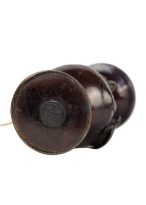 Lot 52 - A Japanese bronze vase, converted to a table lamp, Meiji period.
