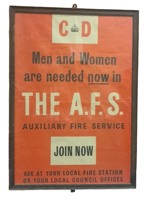 Lot 1226 - A Rare Original Civil Defence Home Front Auxiliary Fire Service poster