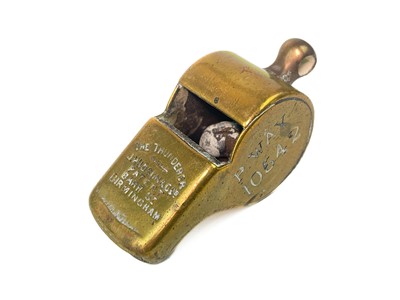 Lot 538 - A G.W.R. Hudson & Co brass Thunderer whistle.