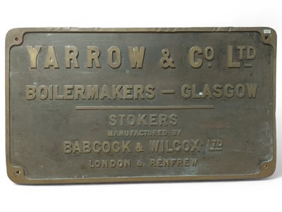 Lot 1280 - Cast brass makers plate