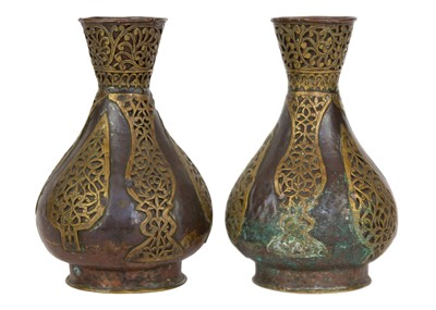 Lot 74 - A pair of Persian copper vases, 19th century.