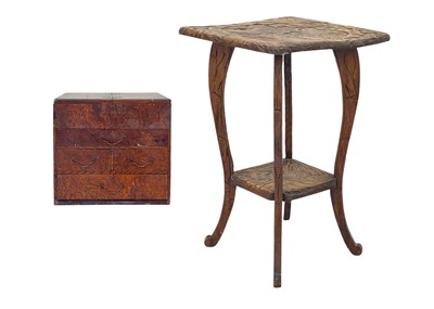 Lot 908 - A Japanese hardwood two-tier occasional table, probably retailed by Liberty.