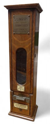 Lot 874 - A wooden 'Sunripe' Cigarette dispensing machine