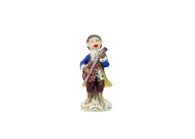 Lot 351 - A German porcelain twelve-piece monkey band.