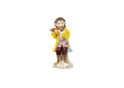 Lot 351 - A German porcelain twelve-piece monkey band.
