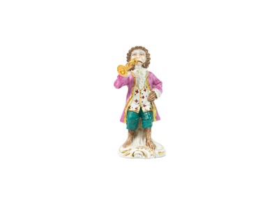 Lot 351 - A German porcelain twelve-piece monkey band.
