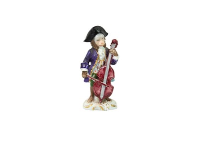 Lot 351 - A German porcelain twelve-piece monkey band.