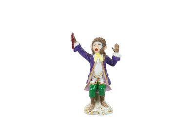 Lot 351 - A German porcelain twelve-piece monkey band.