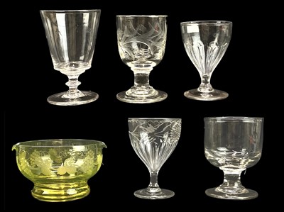 Lot 702 - Five glass rummers, 19th century.