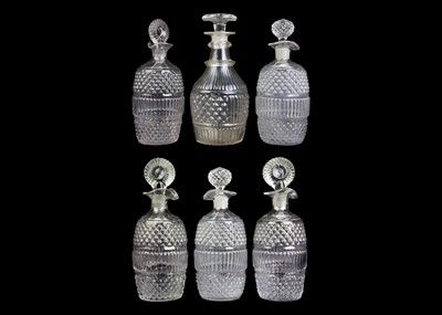 Lot 704 - Six blown glass decanters, probably Irish, circa 1820.