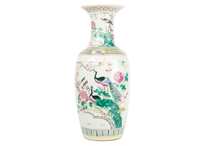 Lot 111 - A Chinese floor standing famille verte vase, late 19th century.