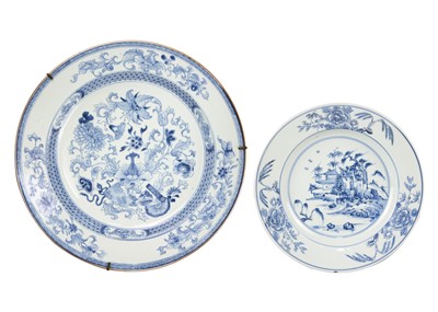 Lot 113 - Two Chinese blue and white plates, early 18th century.