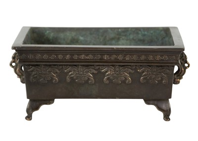 Lot 115 - A Chinese bronze rectangular censer, early 20th century.