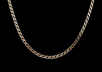 Lot 221 - A 9ct hallmarked gold fancy curb link 20" neck chain.