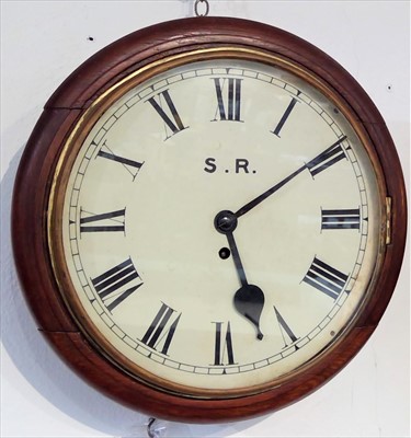 Lot 3309 - An early 20th century oak cased railway wall...