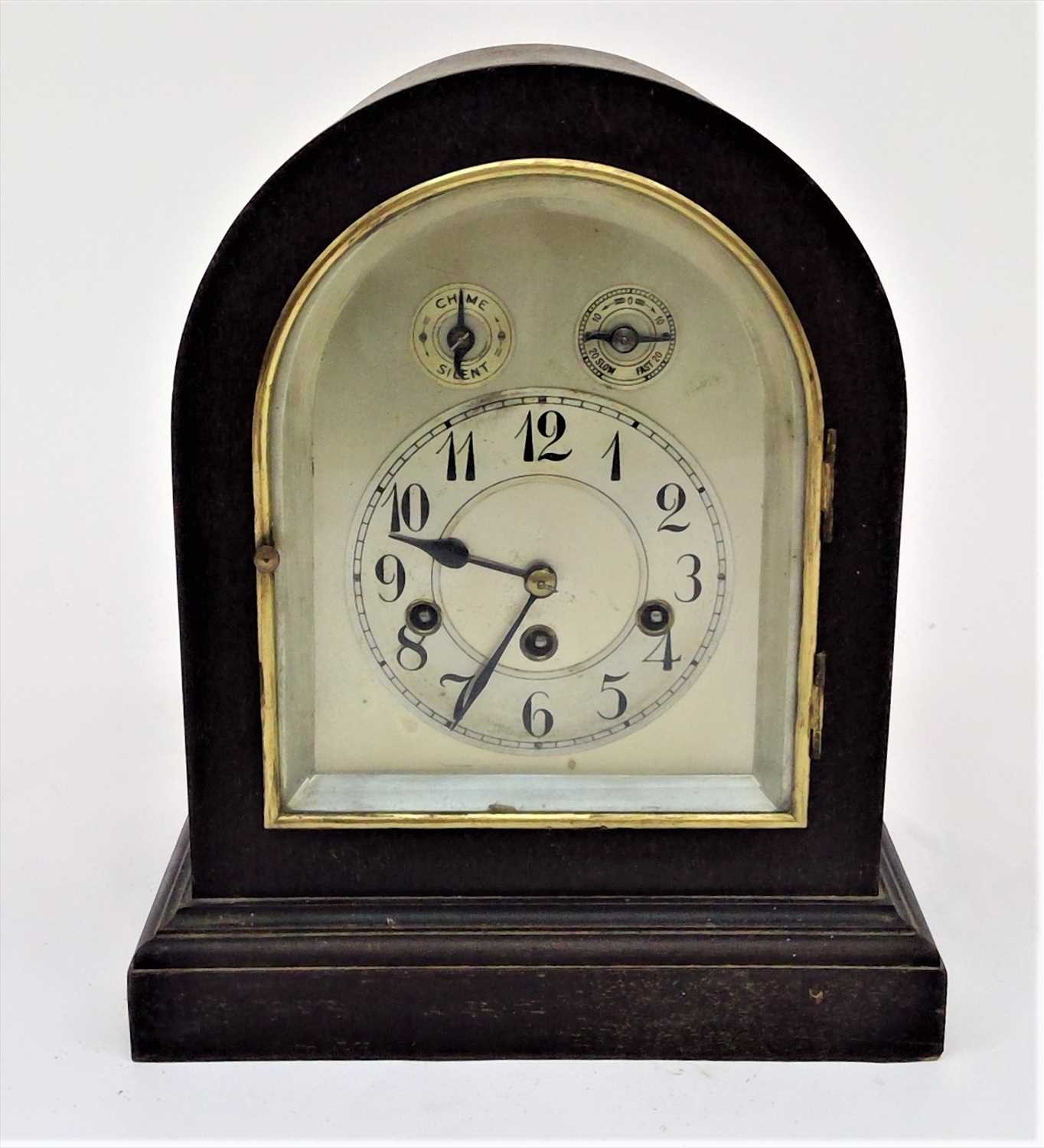 Lot 3313 - A German mahogany cased mantel clock, with...