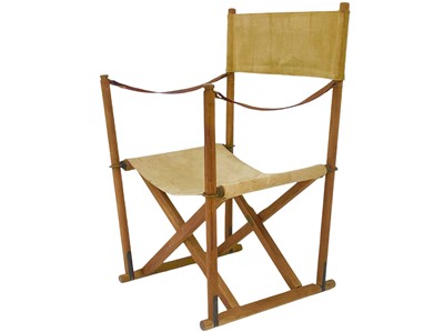 Lot 426 - A Danish teak and canvas Mogens Koch folding directors chair