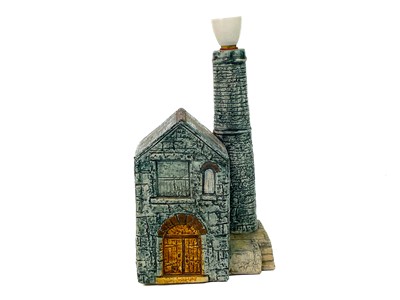 Lot 350 - A Troika pottery engine house table lamp.