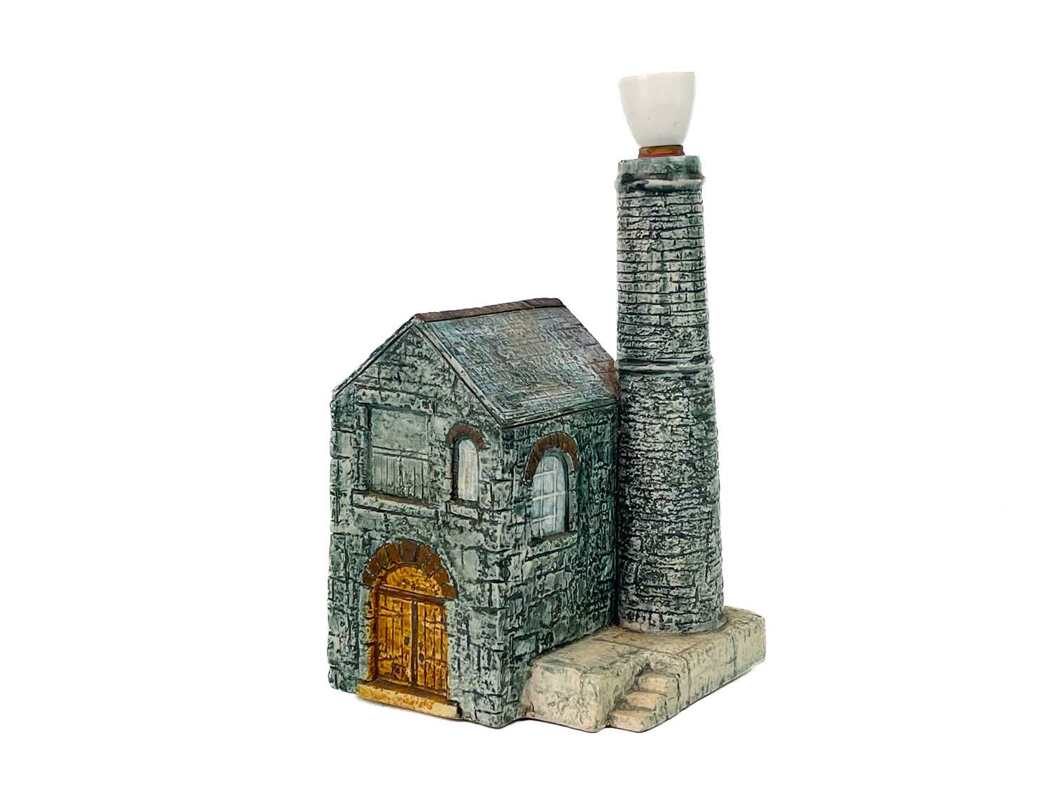 Lot 350 - A Troika pottery engine house table lamp.