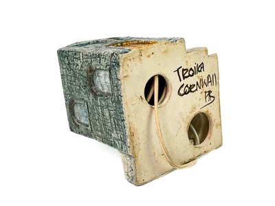 Lot 350 - A Troika pottery engine house table lamp.