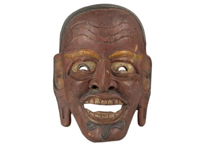 Lot 128 - A Japanese carved wood theatre mask.