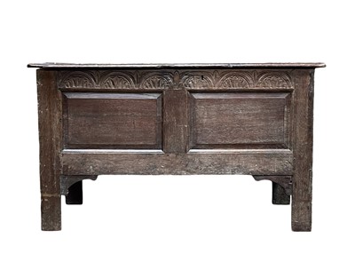 Lot 250 - An oak panel coffer.