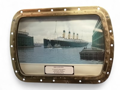 Lot 23 - A brass rectangular porthole