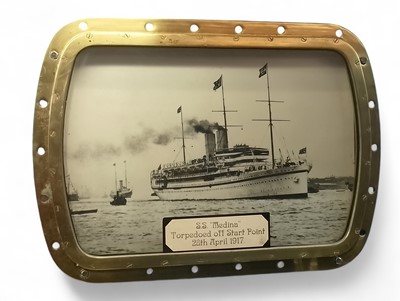 Lot 24 - A brass rectangular porthole