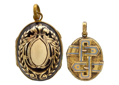 Lot 128 - Two Victorian locket pendants.