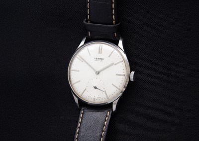 Lot 49 - VERTEX - A Revue steel-cased gentleman's manual wind wristwatch.