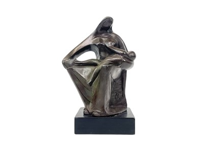 Lot 115 - A 20th century bronze model of a mother and baby.