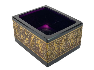 Lot 750 - A Moser Karlsbad amethyst glass rectangular pot.