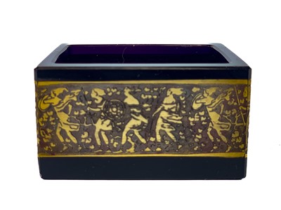 Lot 750 - A Moser Karlsbad amethyst glass rectangular pot.