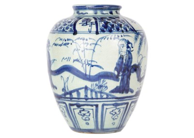 Lot 156 - A Chinese blue and white baluster vase, Qing Dynasty.